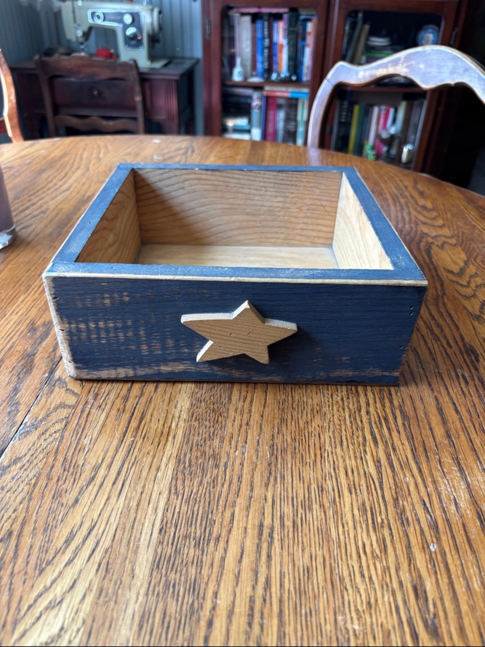 Blue and Natural Wood Storage Box